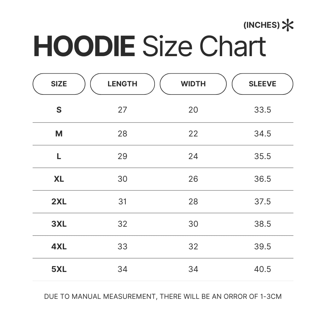 Hoodie Size Chart - ABBA Voyage UK Shop