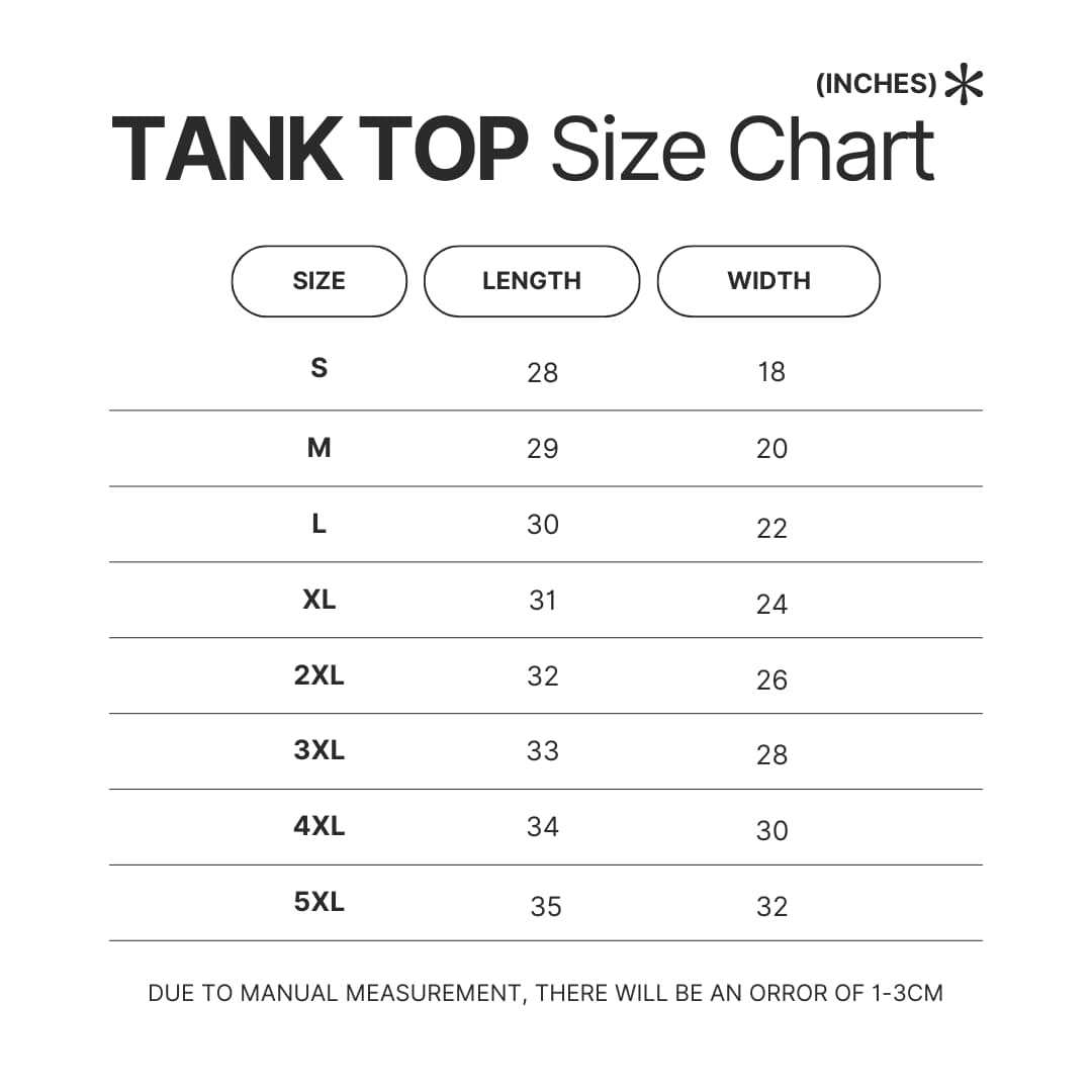 Tank Top Size Chart - ABBA Voyage UK Shop