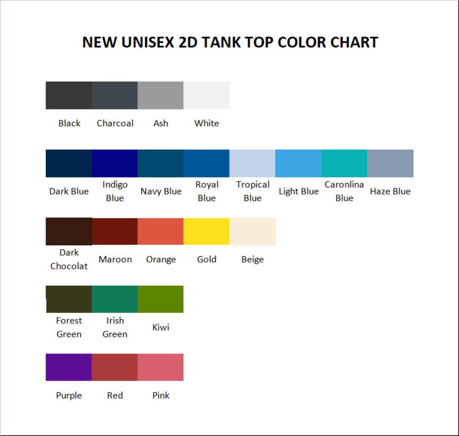 tank top color chart - ABBA Voyage UK Shop