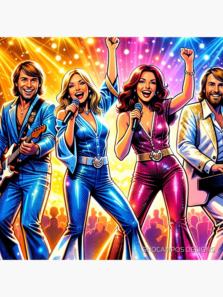 Abba Dancing Lights Neon Retro Pop Disco Energy Tapestry - Image 2