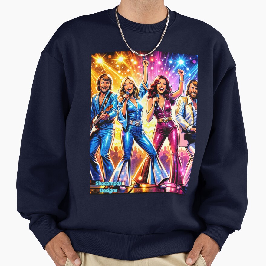 Abba Dancing Lights Neon Retro Pop Disco Energy Sweatshirt - Image 5