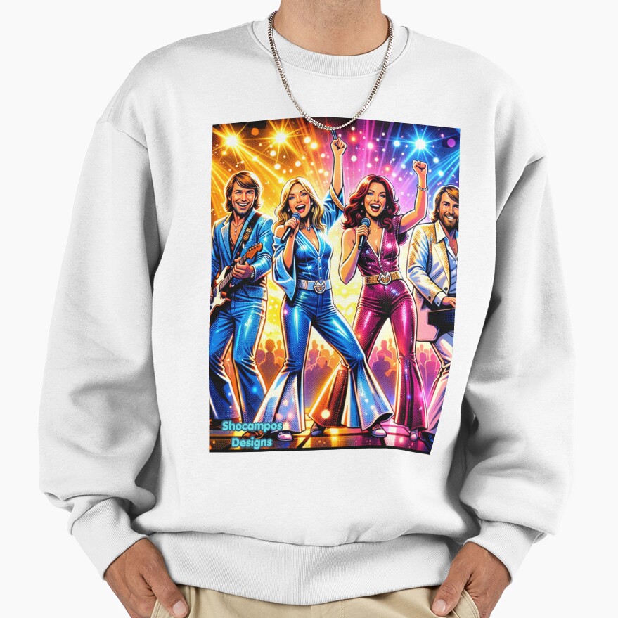 Abba Dancing Lights Neon Retro Pop Disco Energy Sweatshirt - Image 2