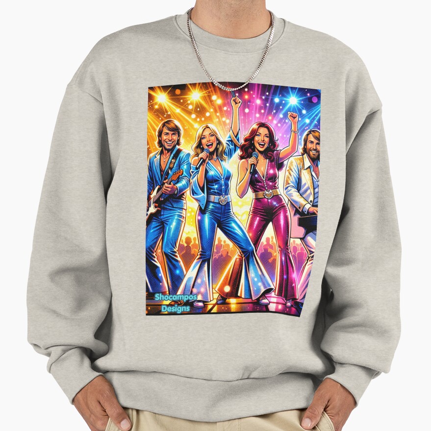 Abba Dancing Lights Neon Retro Pop Disco Energy Sweatshirt - Image 3