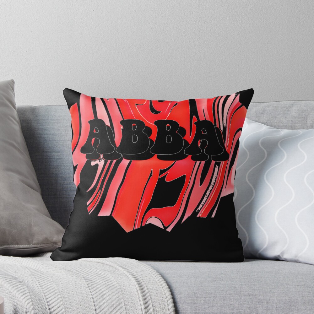 Abba White And Red Color Tex Throw Pillow